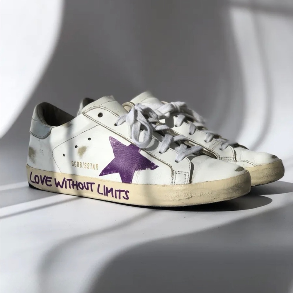 EUC Golden Goose Superstar Sneakers - Love Without Limits - Limited Edition Rare